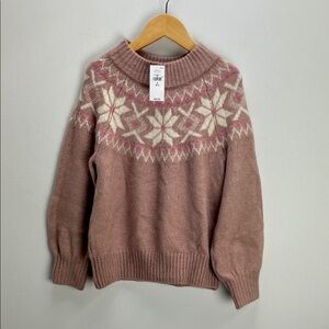 GAP Kids Cozy Fair Isle Sweater Girls Small 6 / 7 Winter Dusty Pink New
